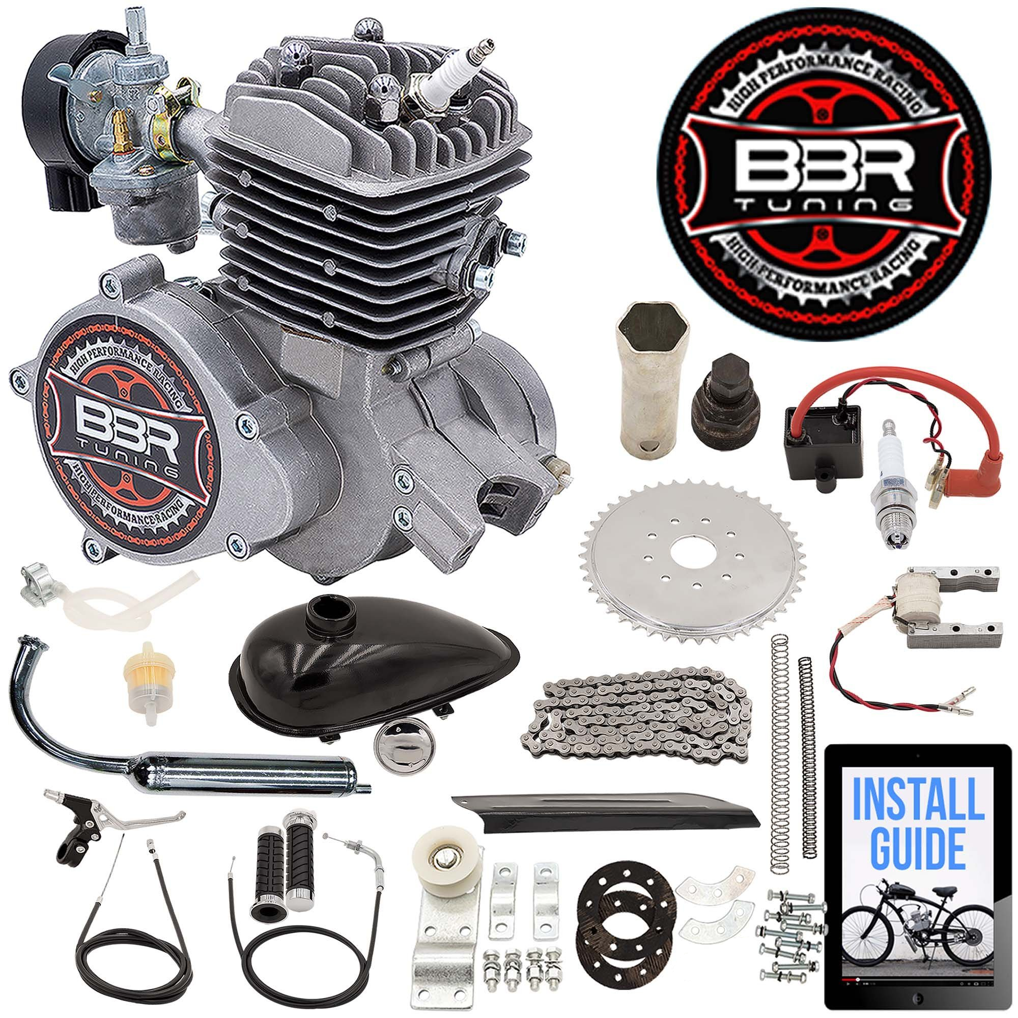 Flying Horse Engines - Silver Angle Fire 2-Stroke Bicycle Engine Kit