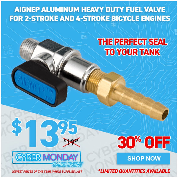 AIGNEP Aluminum Heavy Duty Fuel Valve for 2-Stroke and 4-Stroke Bicycle Engines