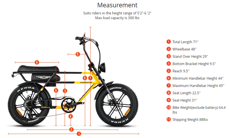 Electric Bike Addmotor Choptan Dimensions