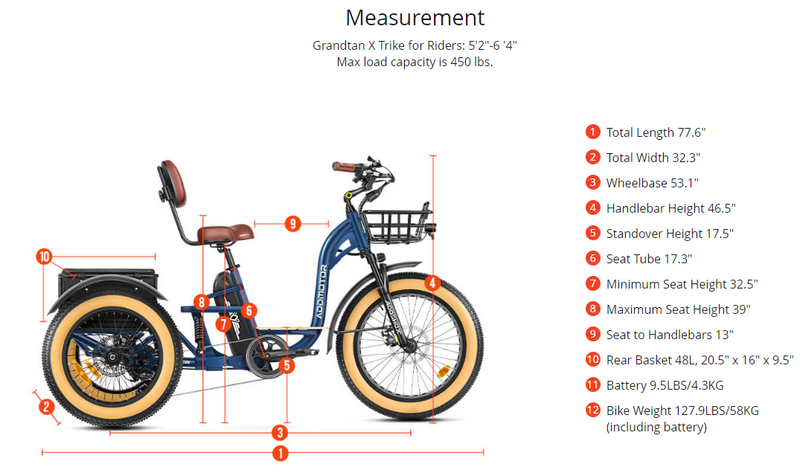 Electric Bike Addmotor GrandtanX Dimensions