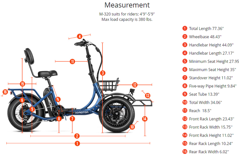 Electric Bike Addmotor Spytan Dimensions