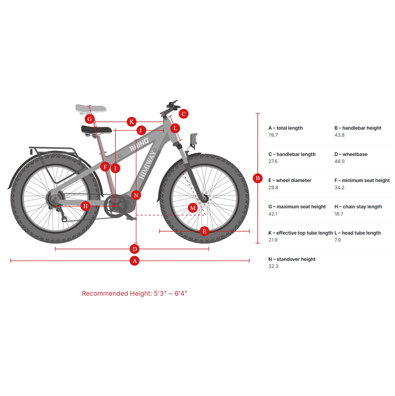 Electric Bike Himiway D5 Rhino Dimensions