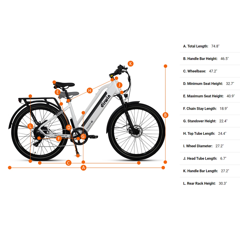 Electric Bike Dirwin Pacer Lite Dimensions