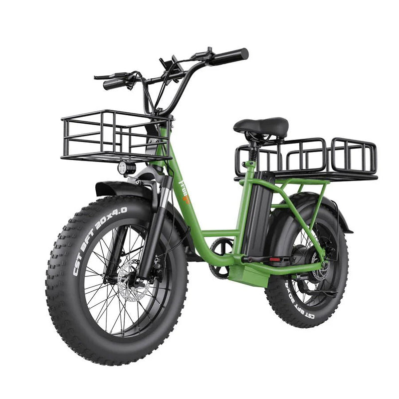 Electric Bike Freego FB-20X Green Left Front With Baskets