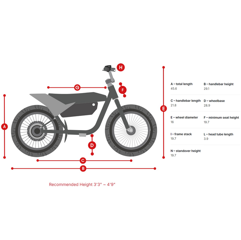 Electric Bike Himiway C1 Dimensions