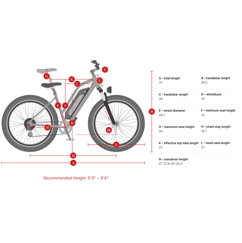 Electric Bike Himiway CruiserST Dimensions