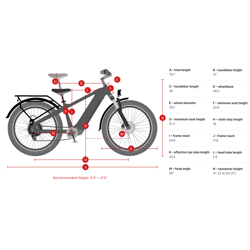 Electric Bike Himiway Zebra Dimensions