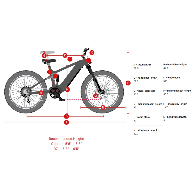 Electric Bike Himiway Cobra Dimensions