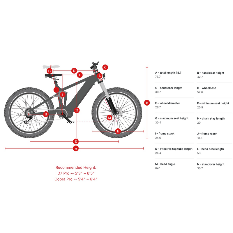 Electric Bike Himiway D7CobraPro Dimensions