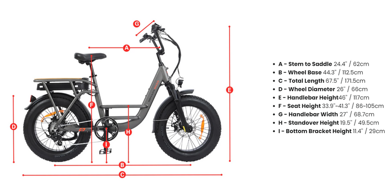 Electric Bike Senada Osprey Dimesnions