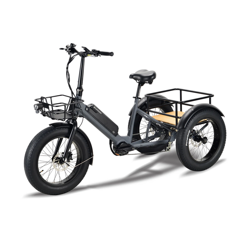 Surface 604 500W 48V Trio Mid Drive Folding Step-Thru Fat Tire Trike Electric Bike